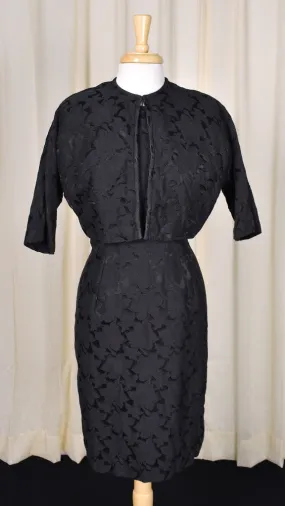 1950s Black Cotton Brocade Vintage Suit