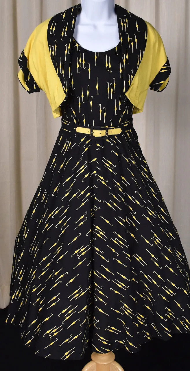 1950s Umbrellas Swing Dress w Jacket