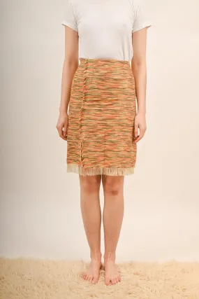 2000s Y2K Orange and Green Knit Skirt