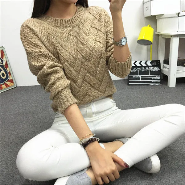 2016 Women Casual Sweater Plaid Female Pullover O-neck Spring and Autumn Computer Knitted