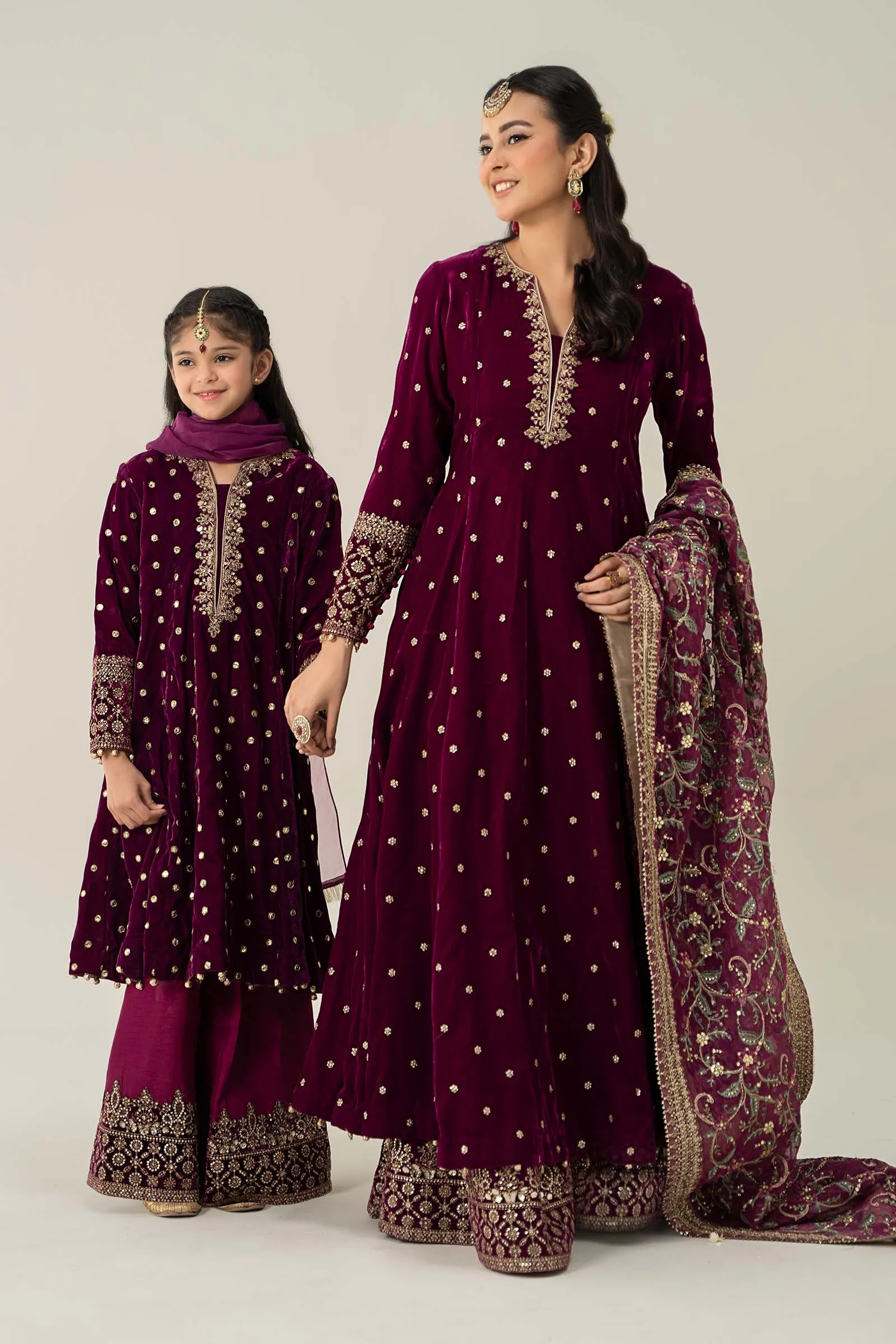 3 Piece Embroidered Velvet Suit | MKS-W24-38