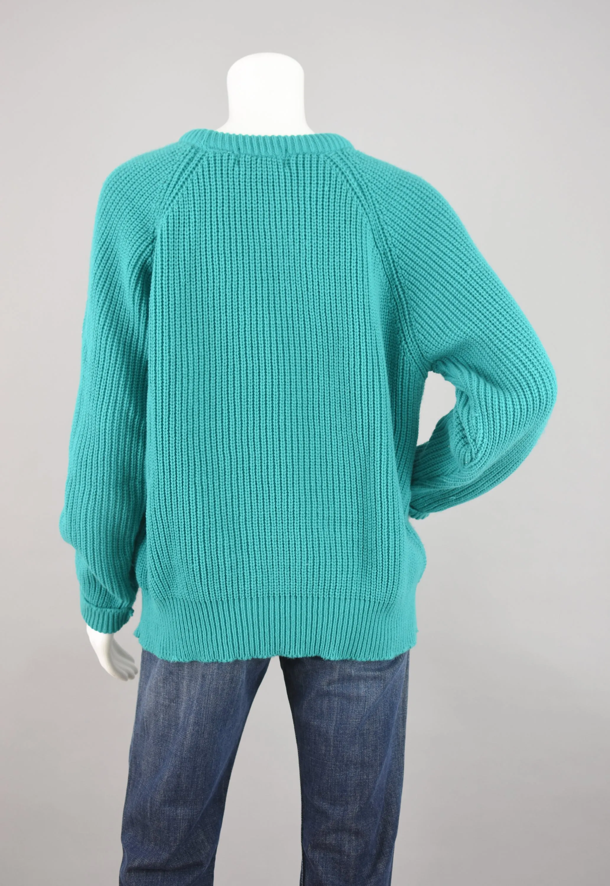 90s St. John's Bay Chunky Knit Teal Sweater Women's Large