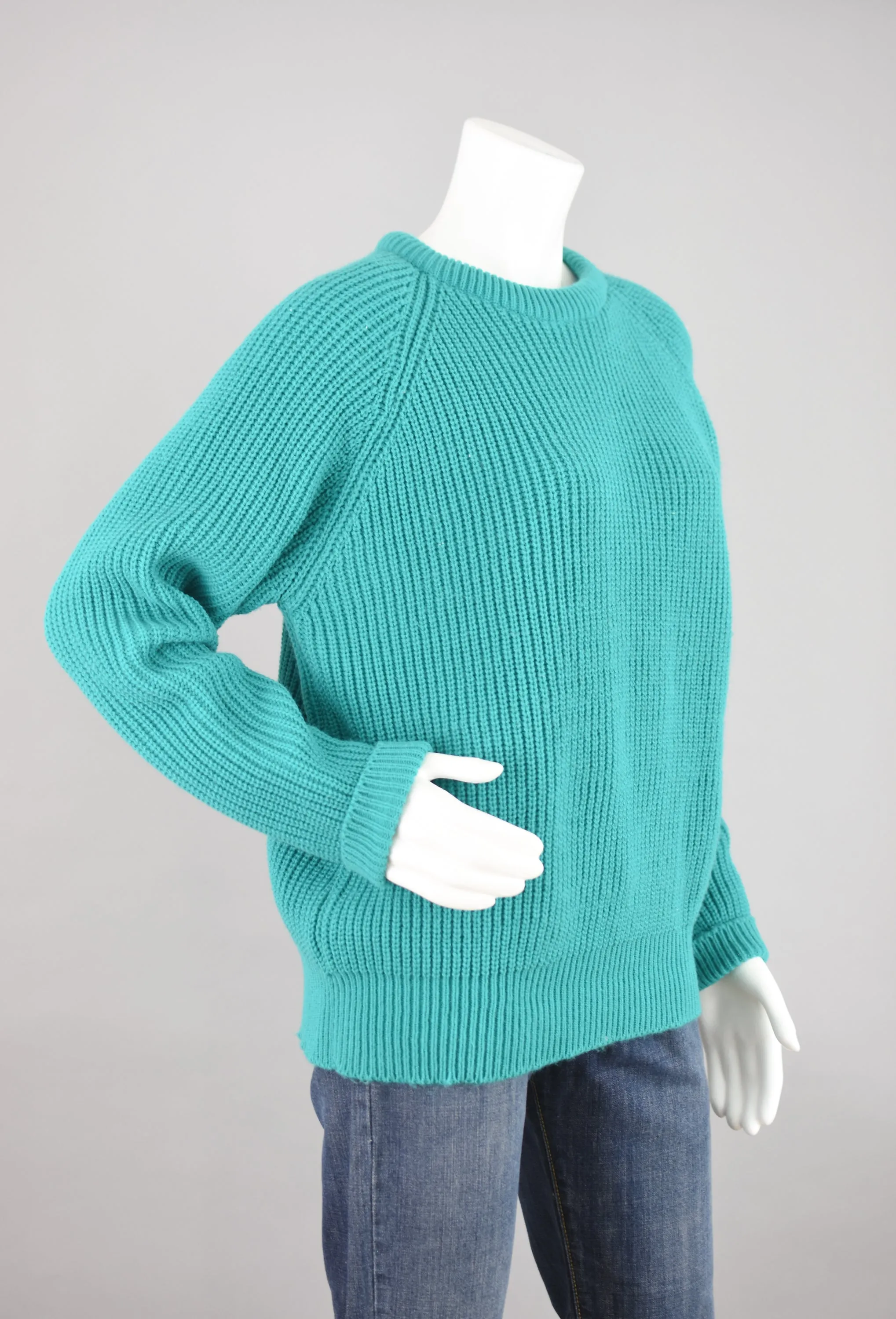 90s St. John's Bay Chunky Knit Teal Sweater Women's Large