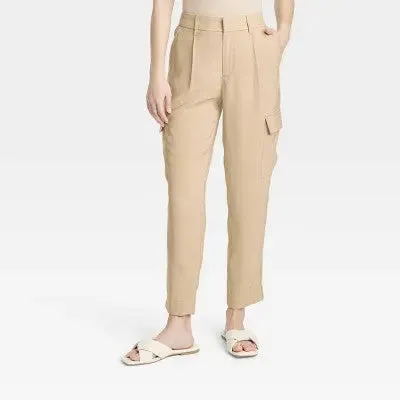 A New Day Women's Plus Wide Leg Ankle Length Cargo Pants