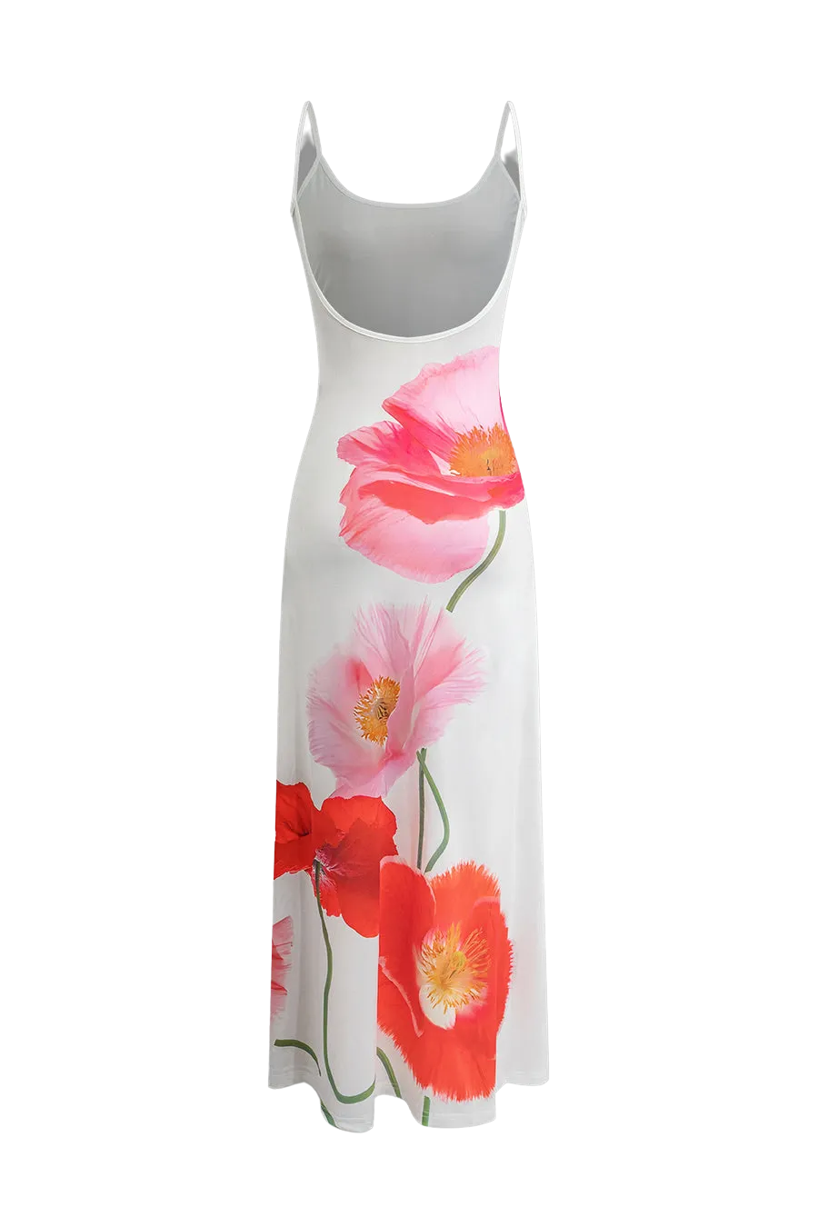 A&A Backless Printed Flower Vacation Maxi Dress