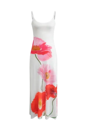 A&A Backless Printed Flower Vacation Maxi Dress