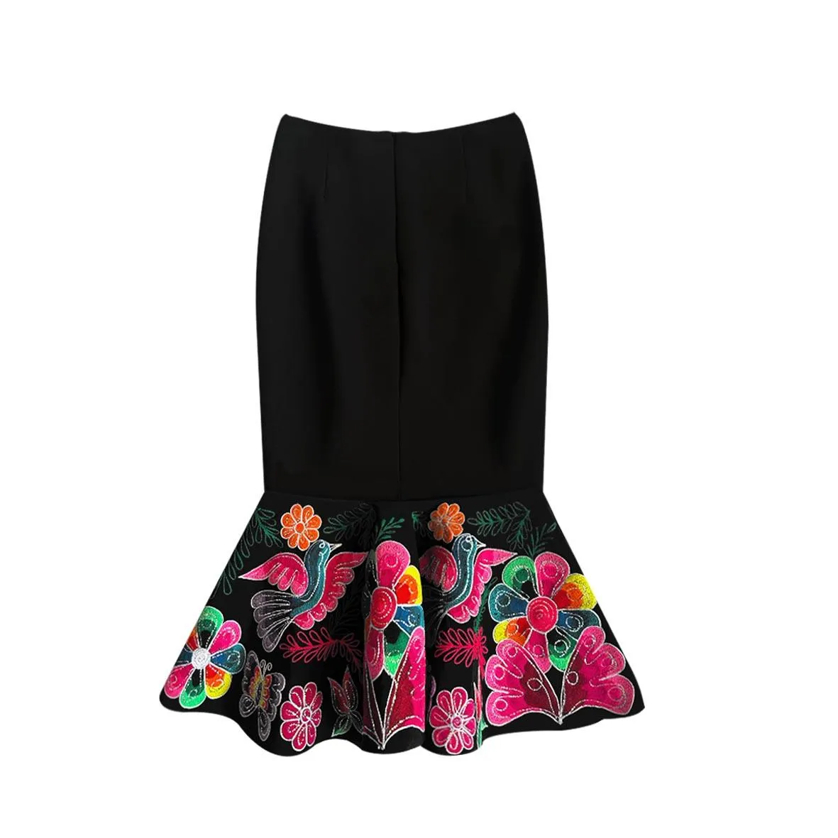 AGUSTINA - EMBROIDERED WOOL MERMAID SKIRT