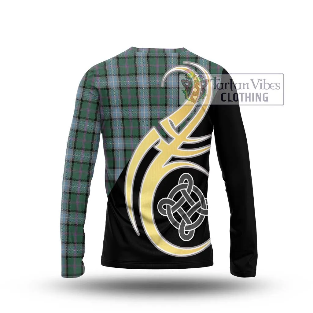 Alexander of Menstry Hunting Tartan Long Sleeve T-Shirt with Family Crest and Celtic Symbol Style