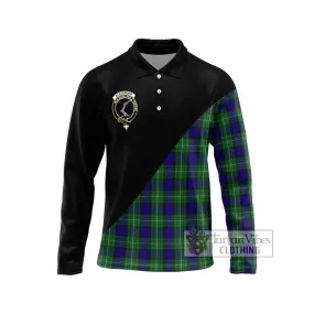 Alexander Tartan Long Sleeve Polo Shirt with Family Crest and Military Logo Style