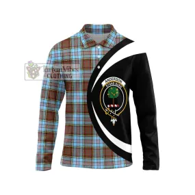 Anderson Ancient Tartan Long Sleeve Polo Shirt with Family Crest Circle Style