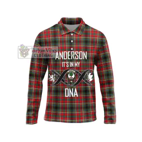 Anderson of Arbrake Tartan Long Sleeve Polo Shirt with Family Crest DNA In Me Style