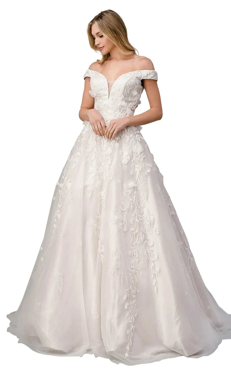 Andrea & Leo Couture PEONY A1027 Size 6 Wedding Dress Off Shoulder Ballgown