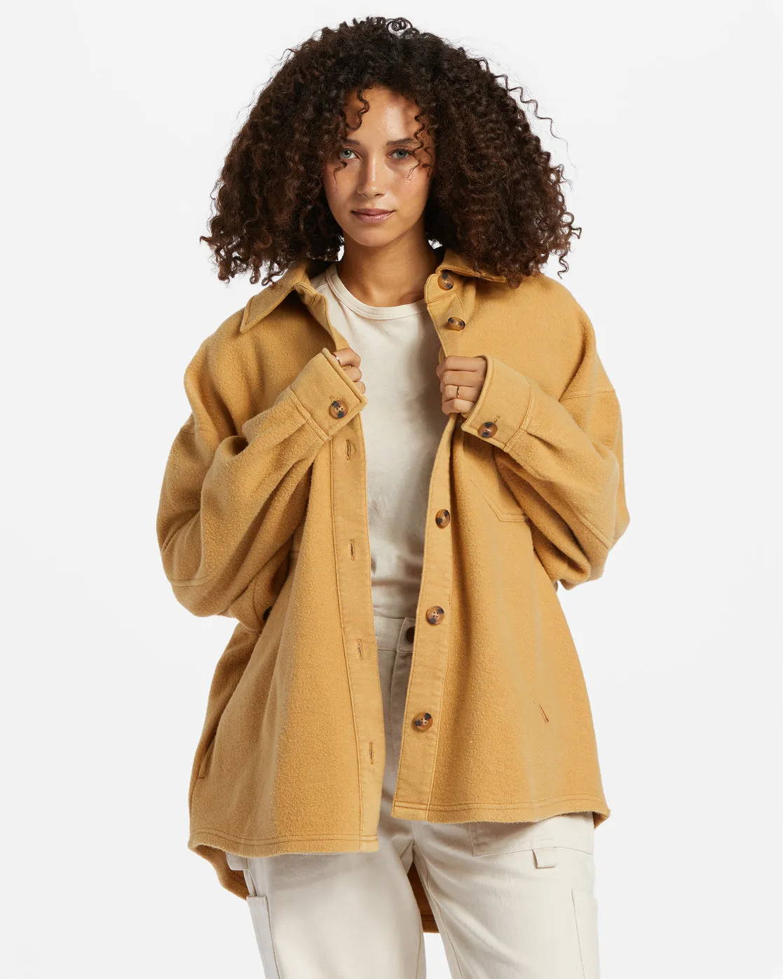 Anytime Shacket Oversized Button-Through Jacket - Cosmic Khaki