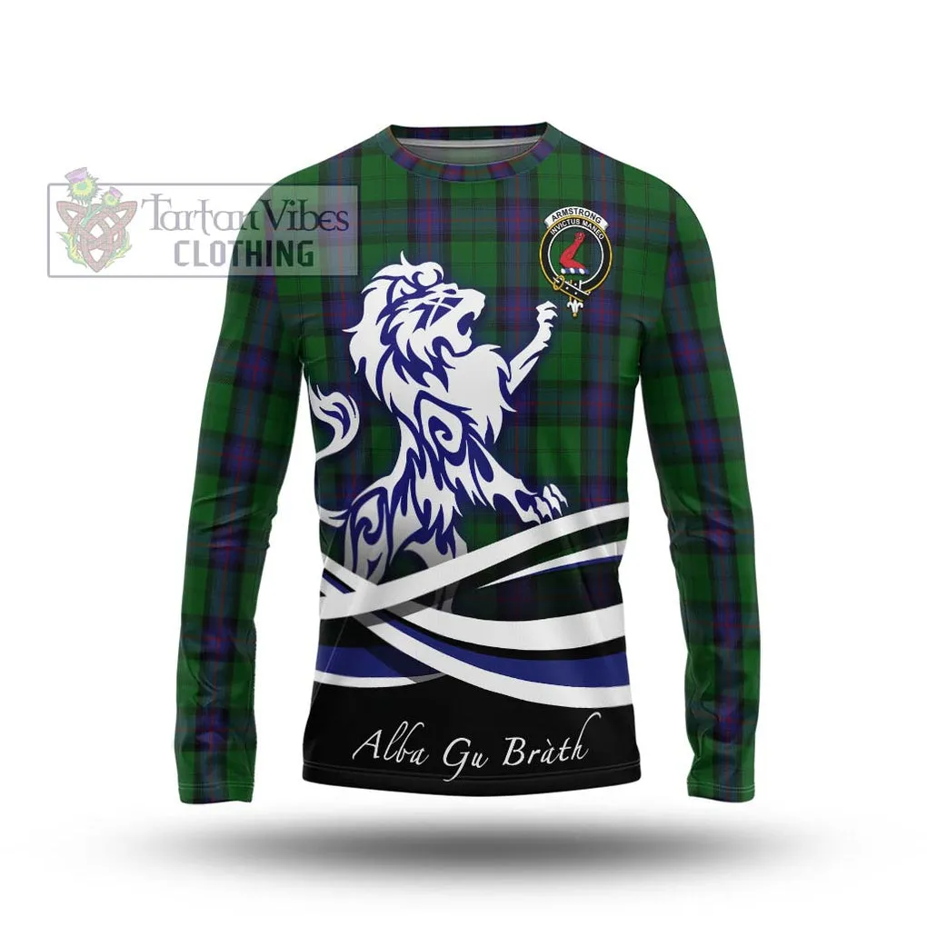 Armstrong Tartan Long Sleeve T-Shirt with Alba Gu Brath Regal Lion Emblem