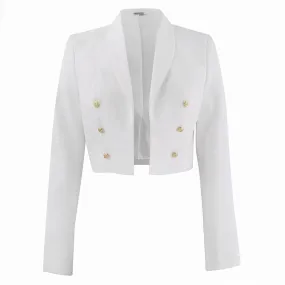 AS-IS NAVY Women's Dinner Dress White Jacket - Gold Buttons