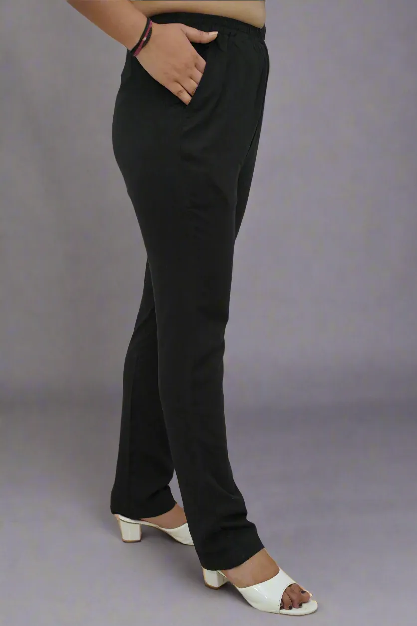 Basic Black Rayon Kurti Pant