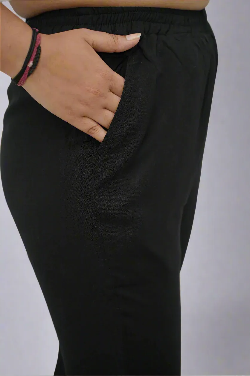 Basic Black Rayon Kurti Pant