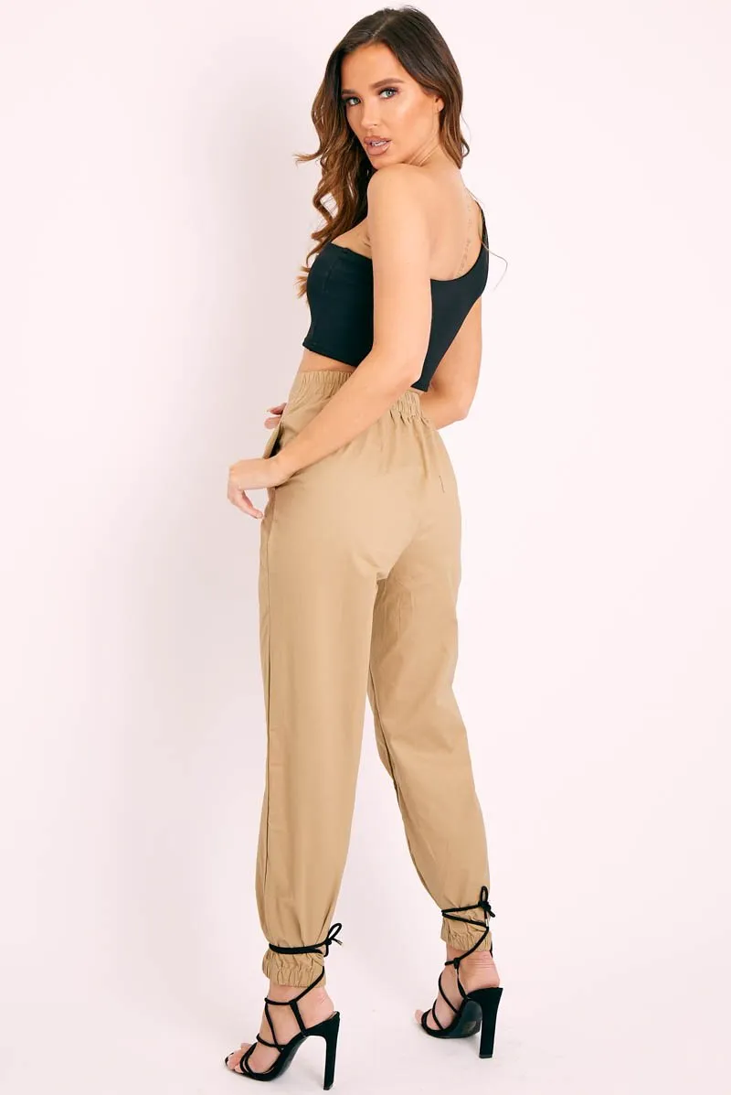 Beige Corset Detail Cuffed Trousers - Hayleigh