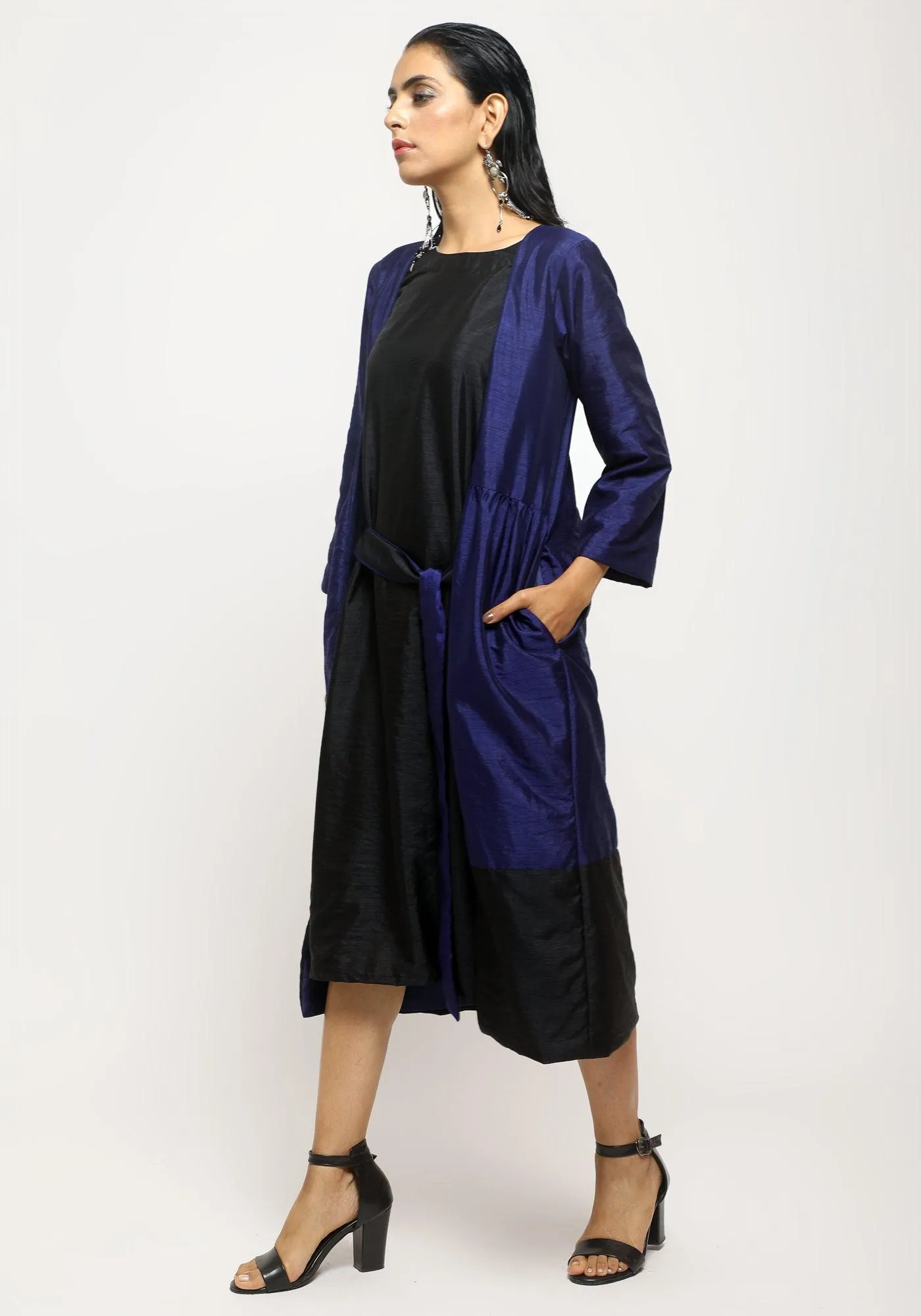 Blue Black Jacket Dress Set