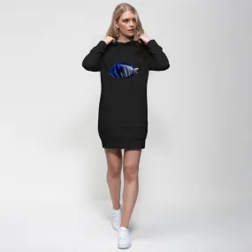 Blue Striped Fish Premium Adult Hoodie Dress