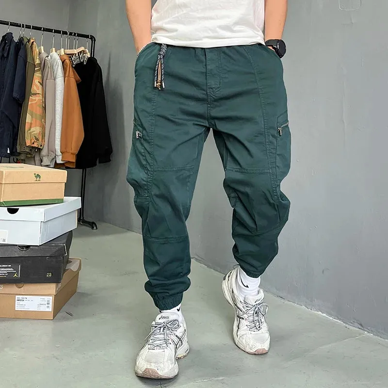 BM Vintage Zipper Pocket Cargo Pants - Casual Tactical Joggers