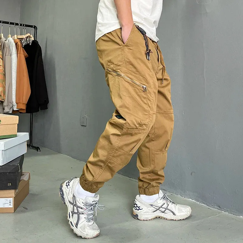 BM Vintage Zipper Pocket Cargo Pants - Casual Tactical Joggers