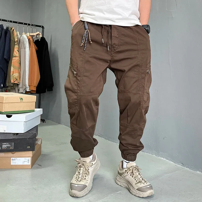 BM Vintage Zipper Pocket Cargo Pants - Casual Tactical Joggers