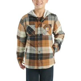 Boys' Long-Sleeve Flannel Snap-Front Hooded Shirt Jacket CP8584