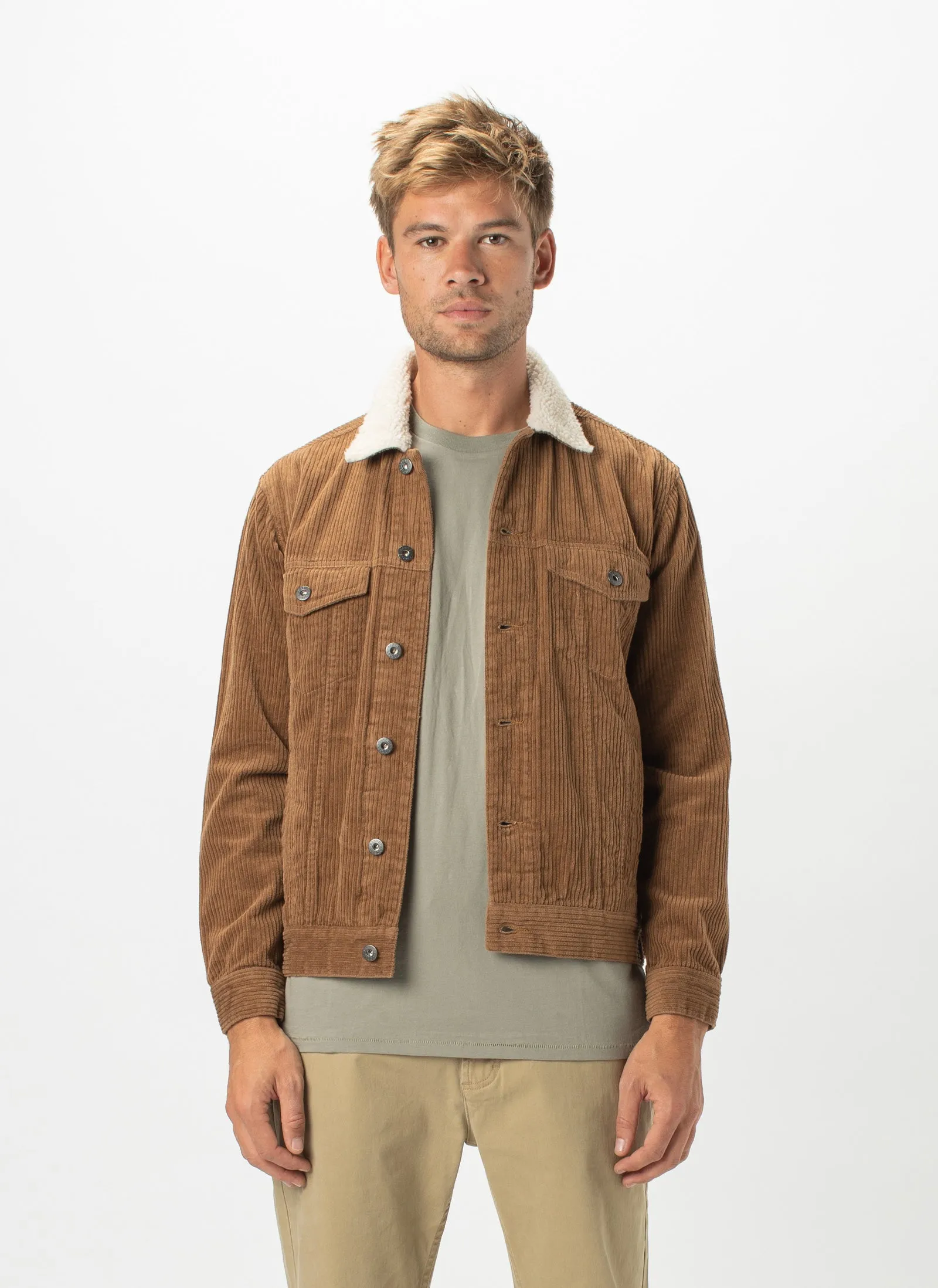 B.Rigid Sherpa Collar Jacket Clay Cord