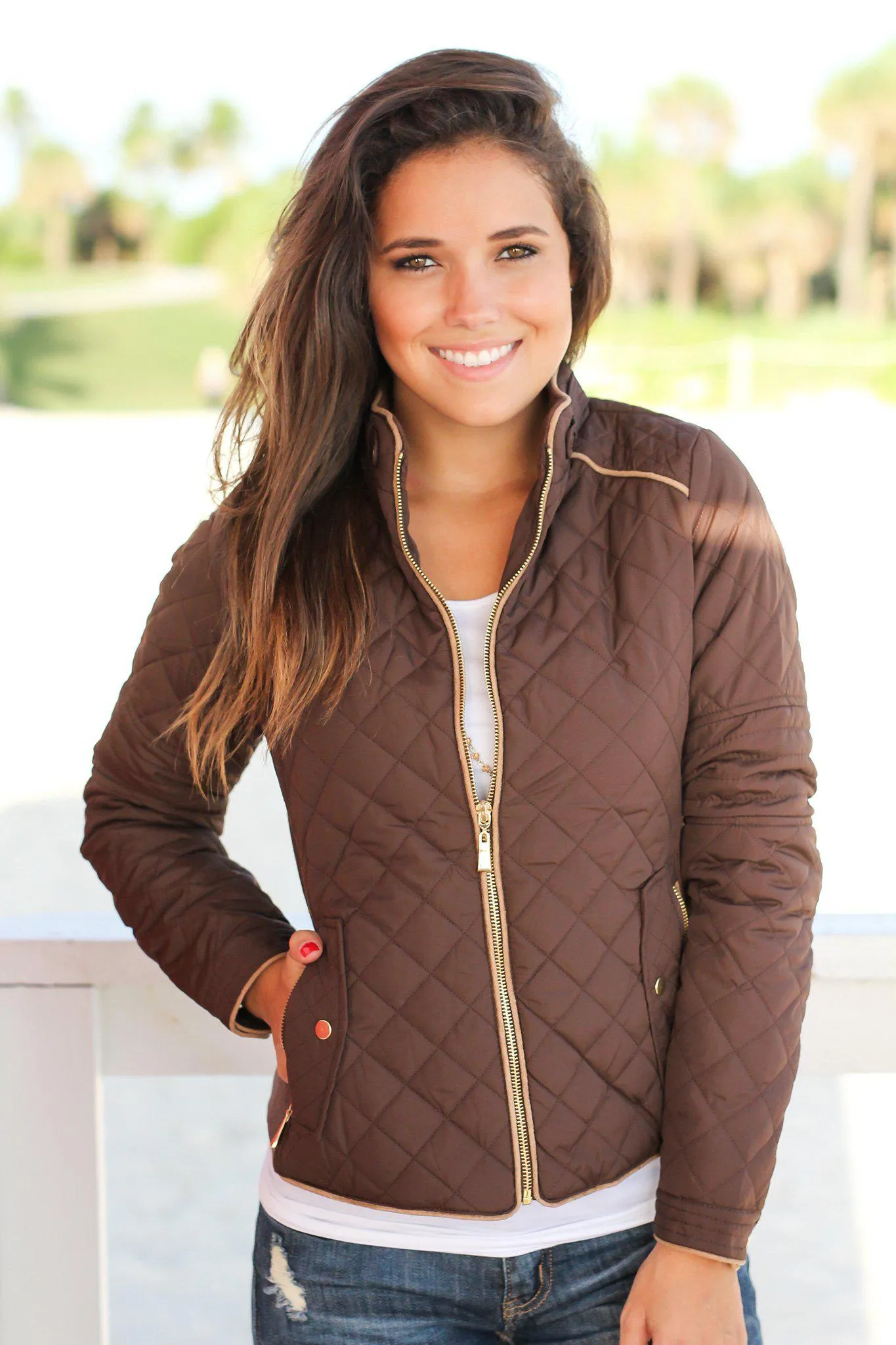 Brown Quilted Jacket