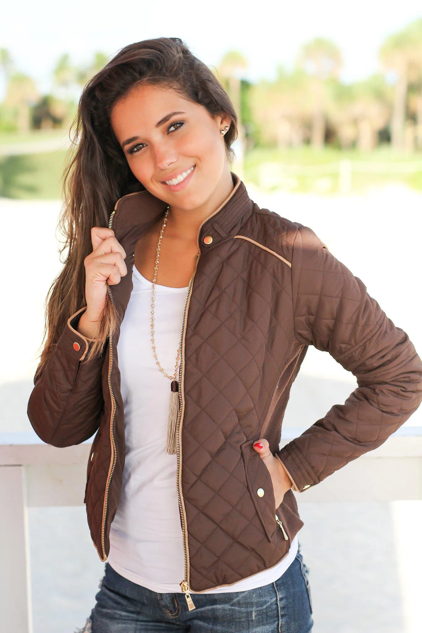 Brown Quilted Jacket