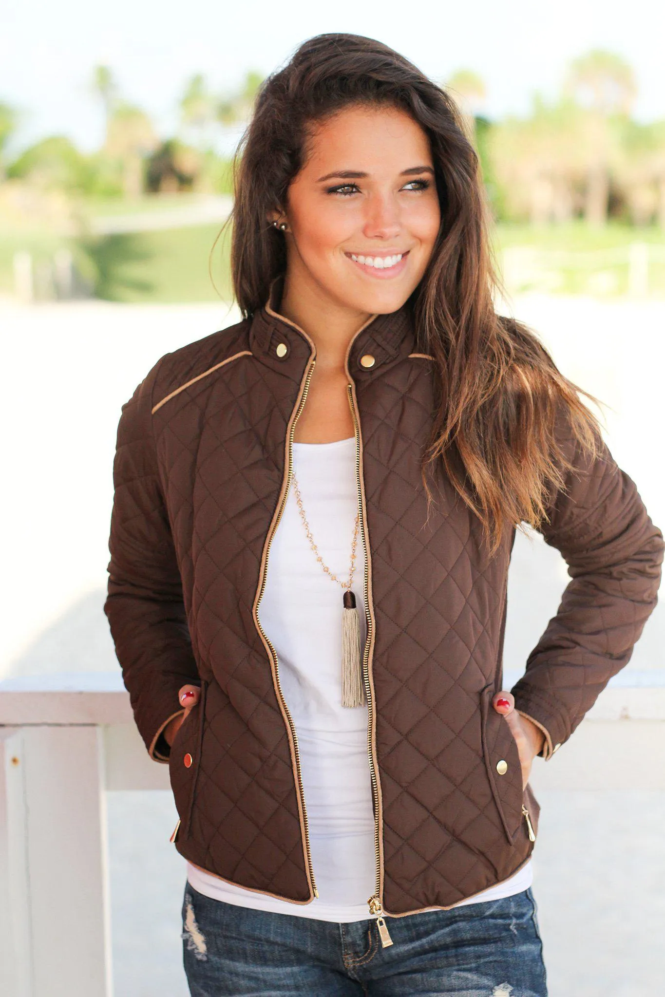 Brown Quilted Jacket