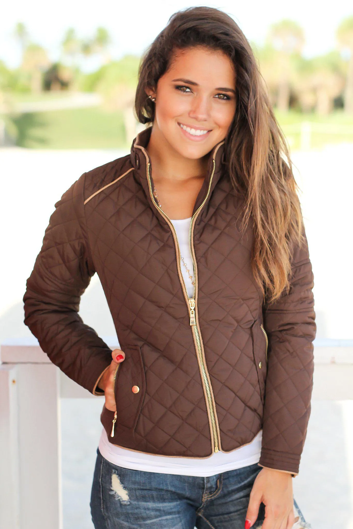 Brown Quilted Jacket