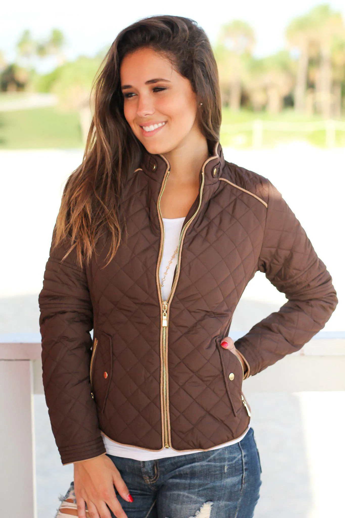 Brown Quilted Jacket