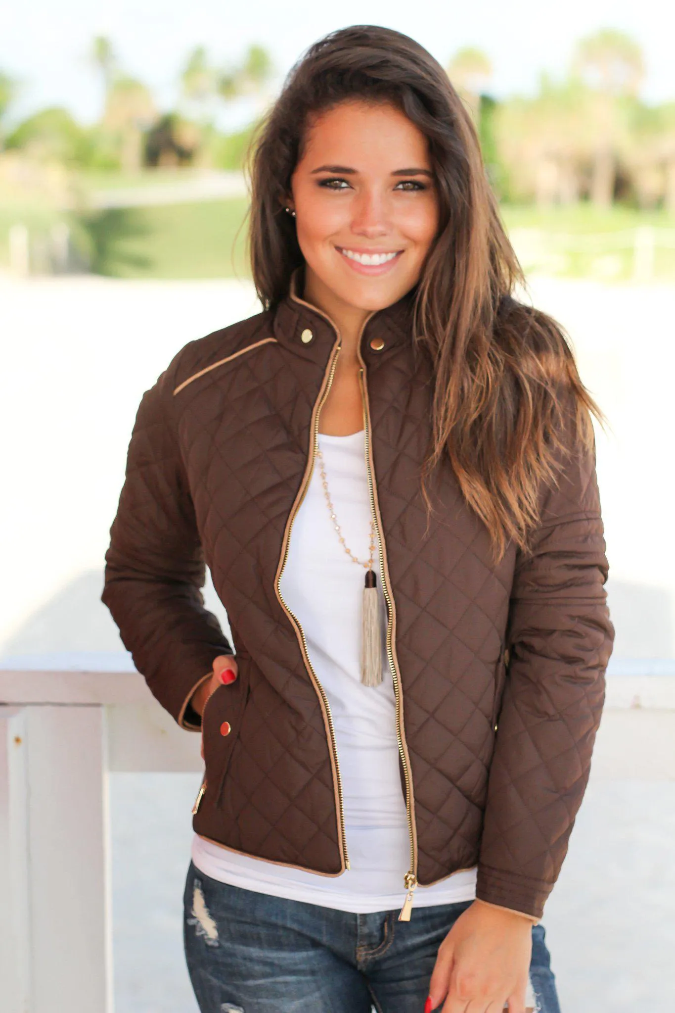 Brown Quilted Jacket