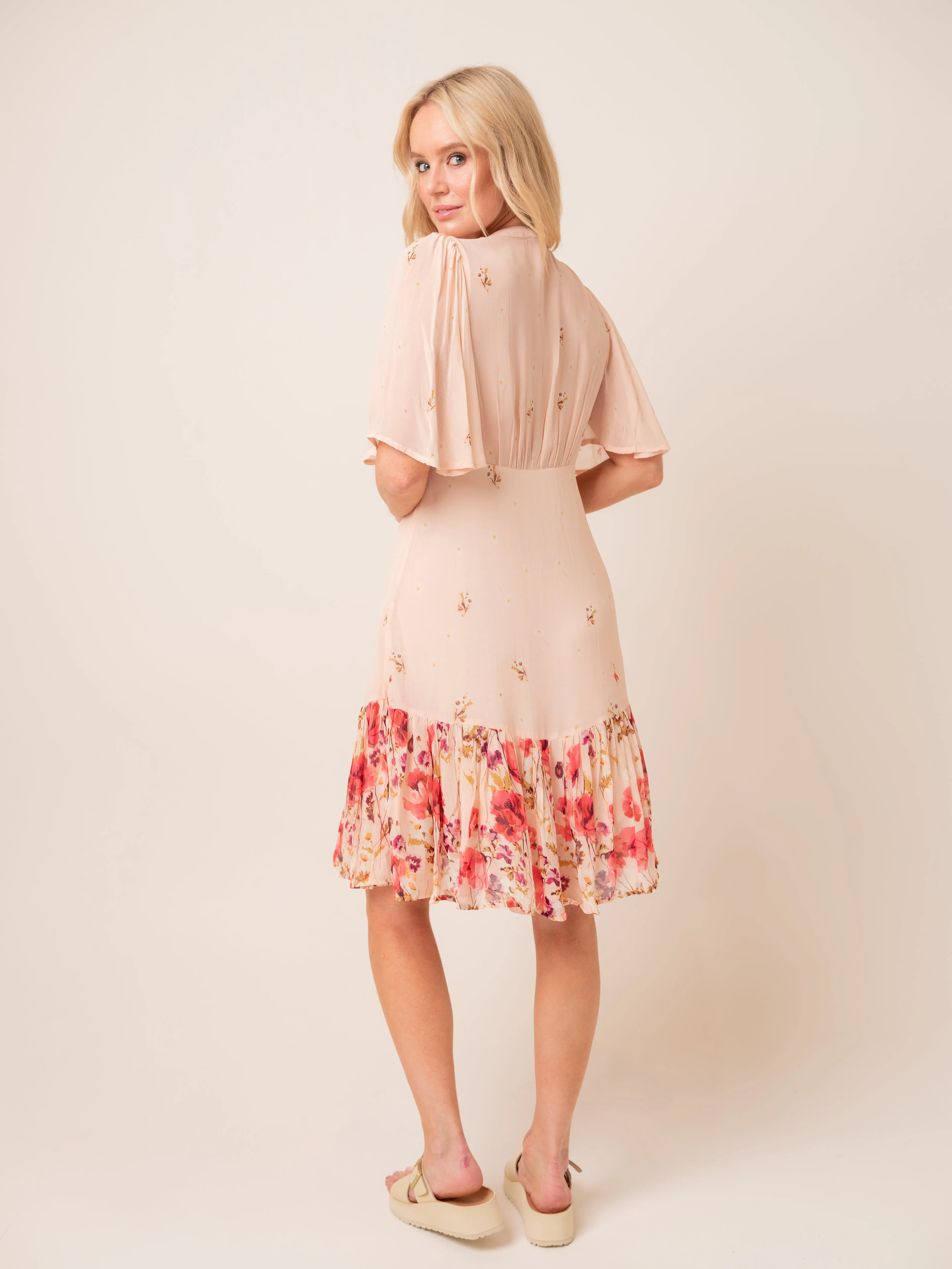 Bytimo Georgette Flounce Dress in Wildflowers