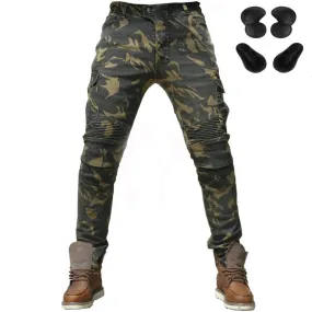 Camouflage Green Leisure Motorcycle Riding Style Men Pants