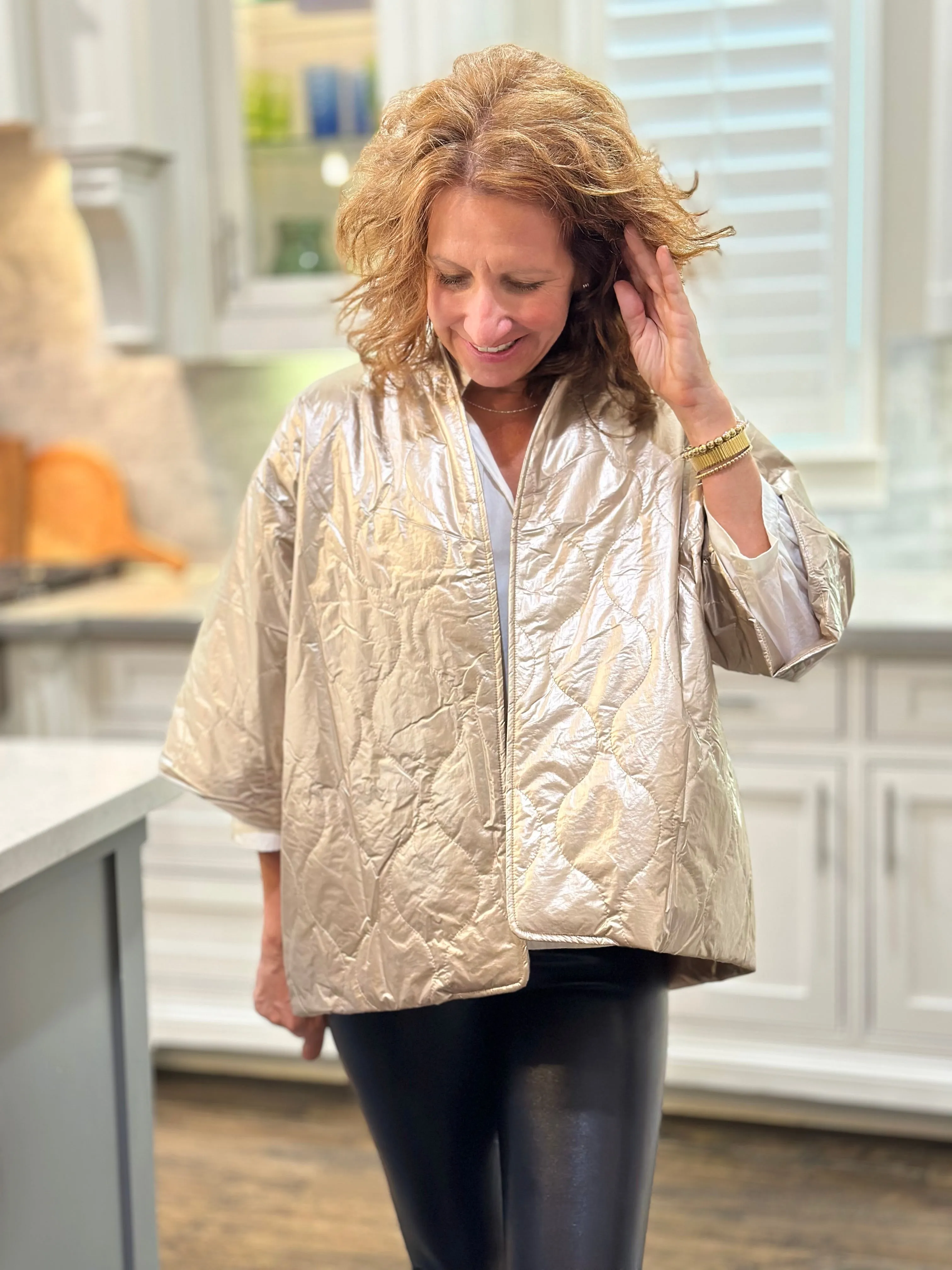 Caryn Lawn Penny Puffer Jacket in Gold