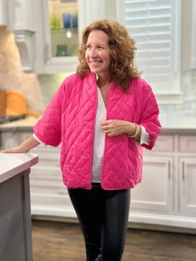 Caryn Lawn Penny Puffer Jacket in Hot Pink