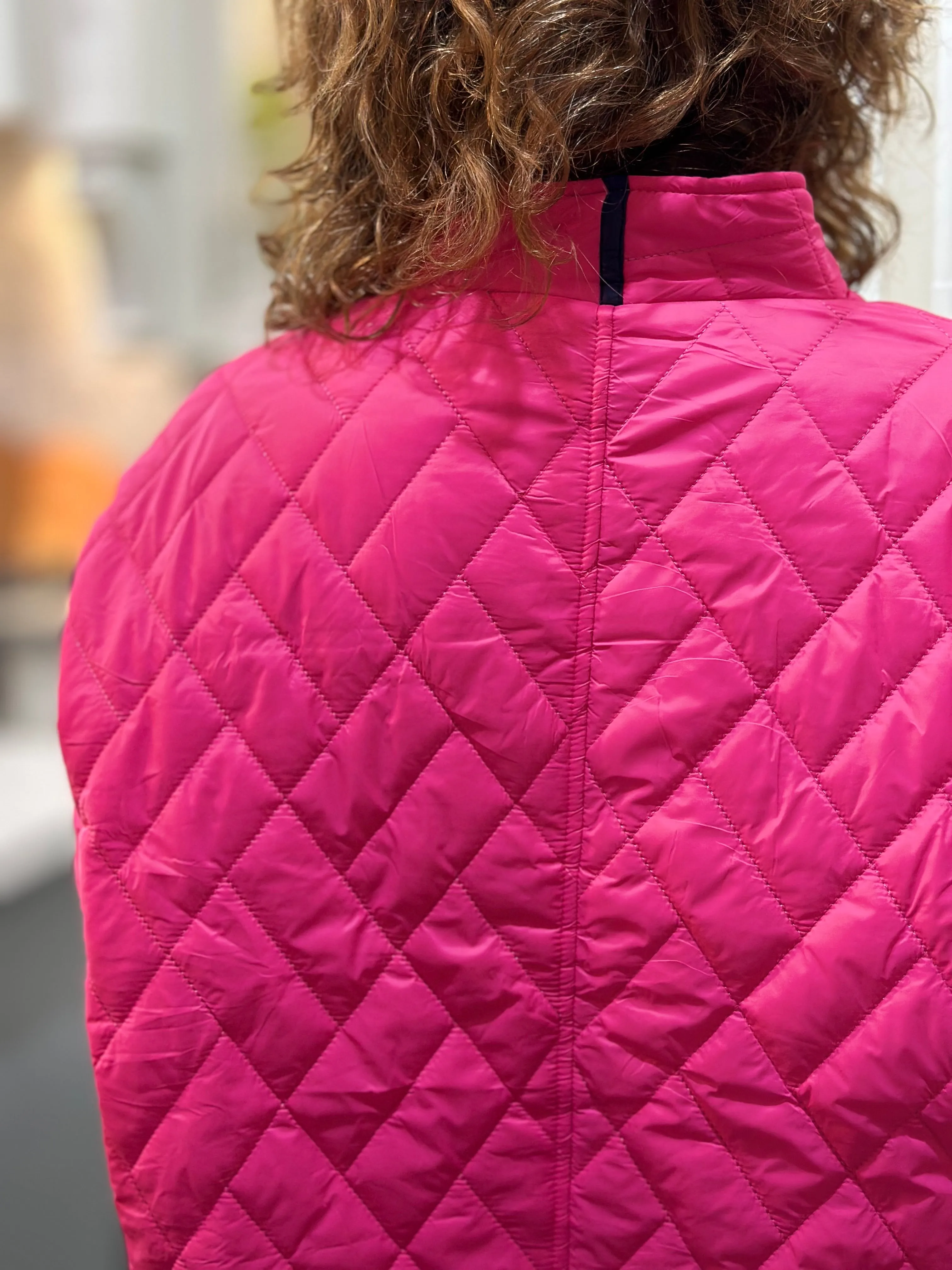 Caryn Lawn Penny Puffer Jacket in Hot Pink