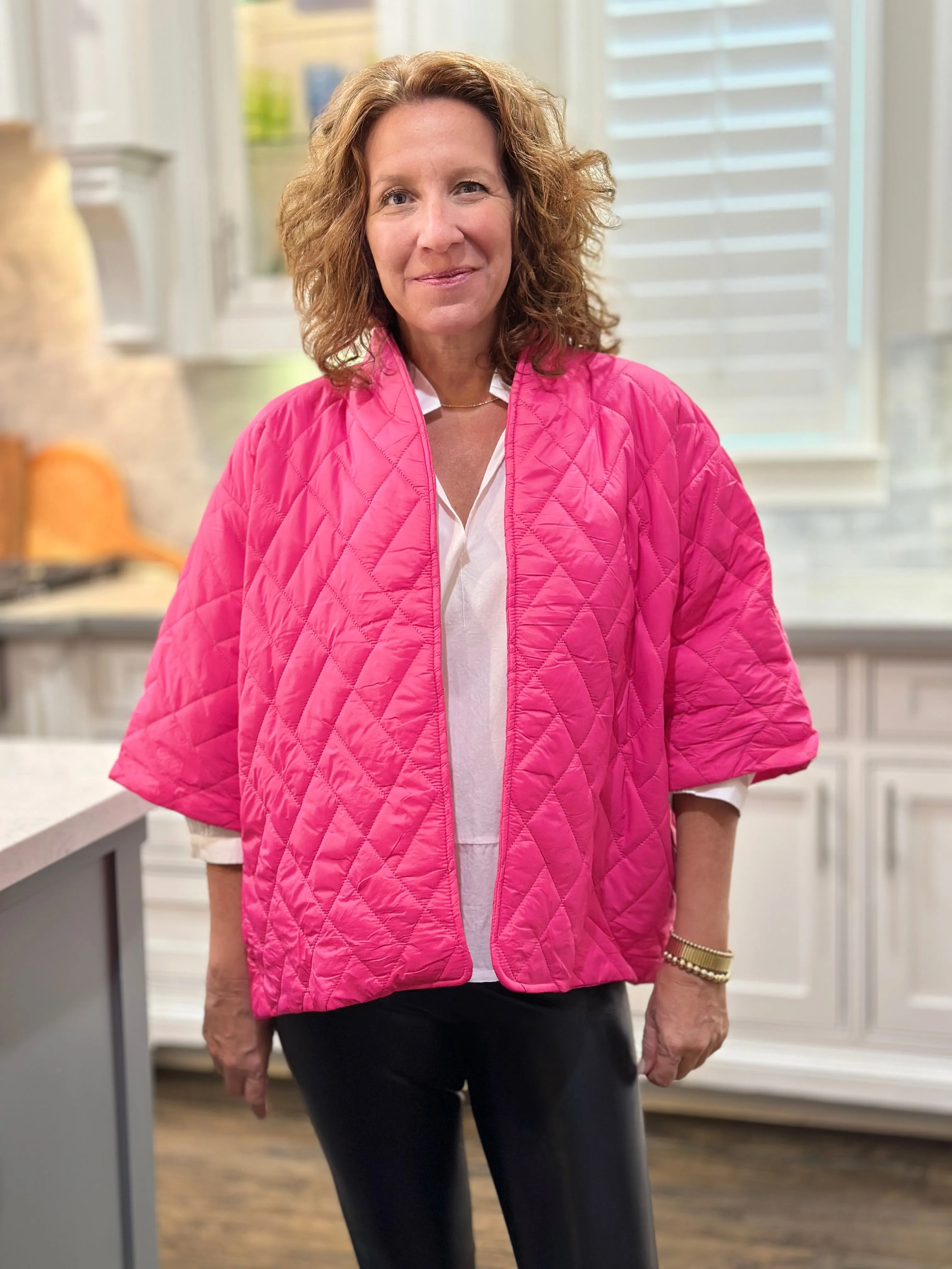 Caryn Lawn Penny Puffer Jacket in Hot Pink