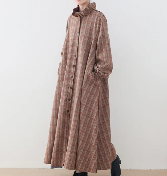 Checked  Coat Autumn Long Sleeve Women Dresses Casual Women Dresses SSM97215