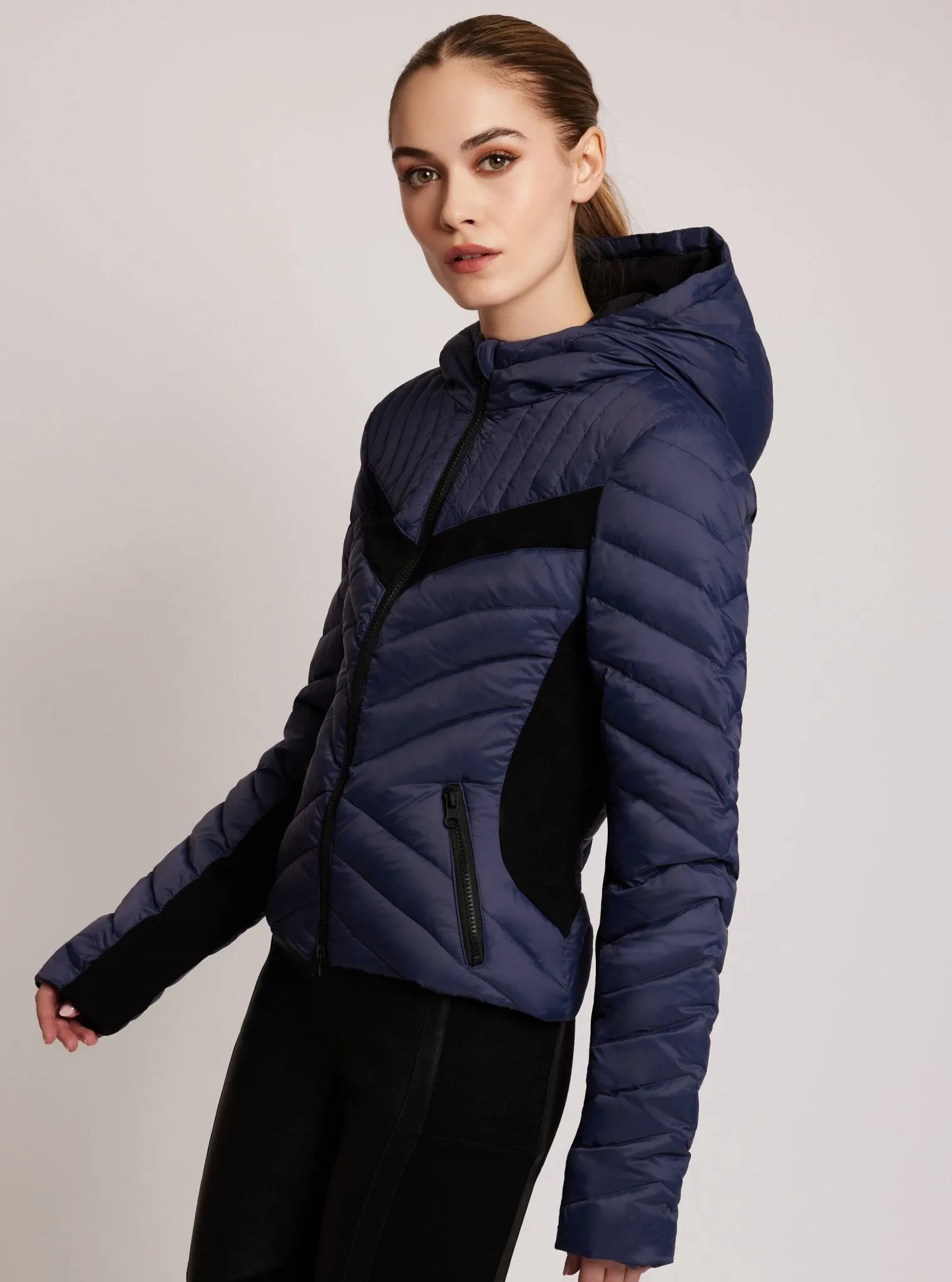 Chevron Stripe Down Filled Puffer Jacket