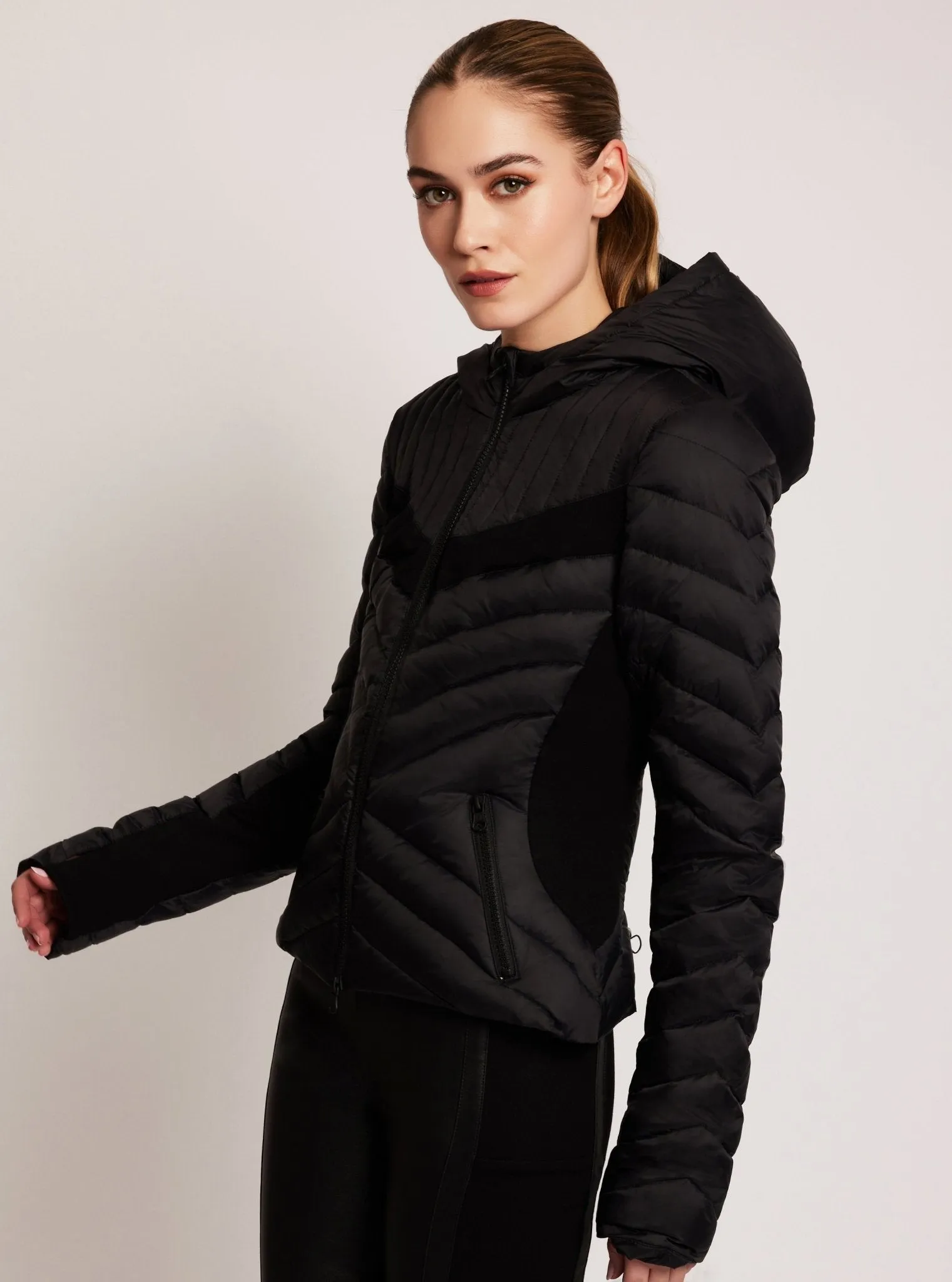 Chevron Stripe Down Filled Puffer Jacket