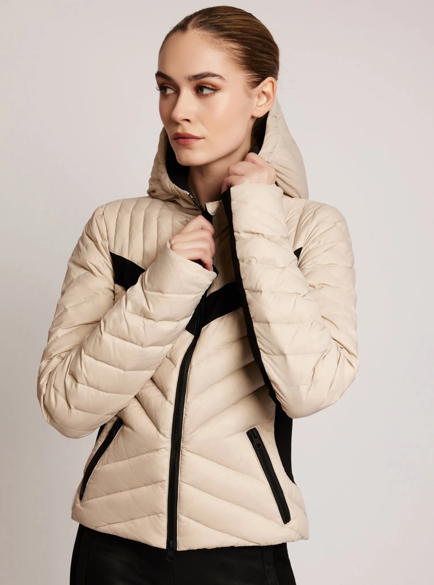 Chevron Stripe Down Filled Puffer Jacket