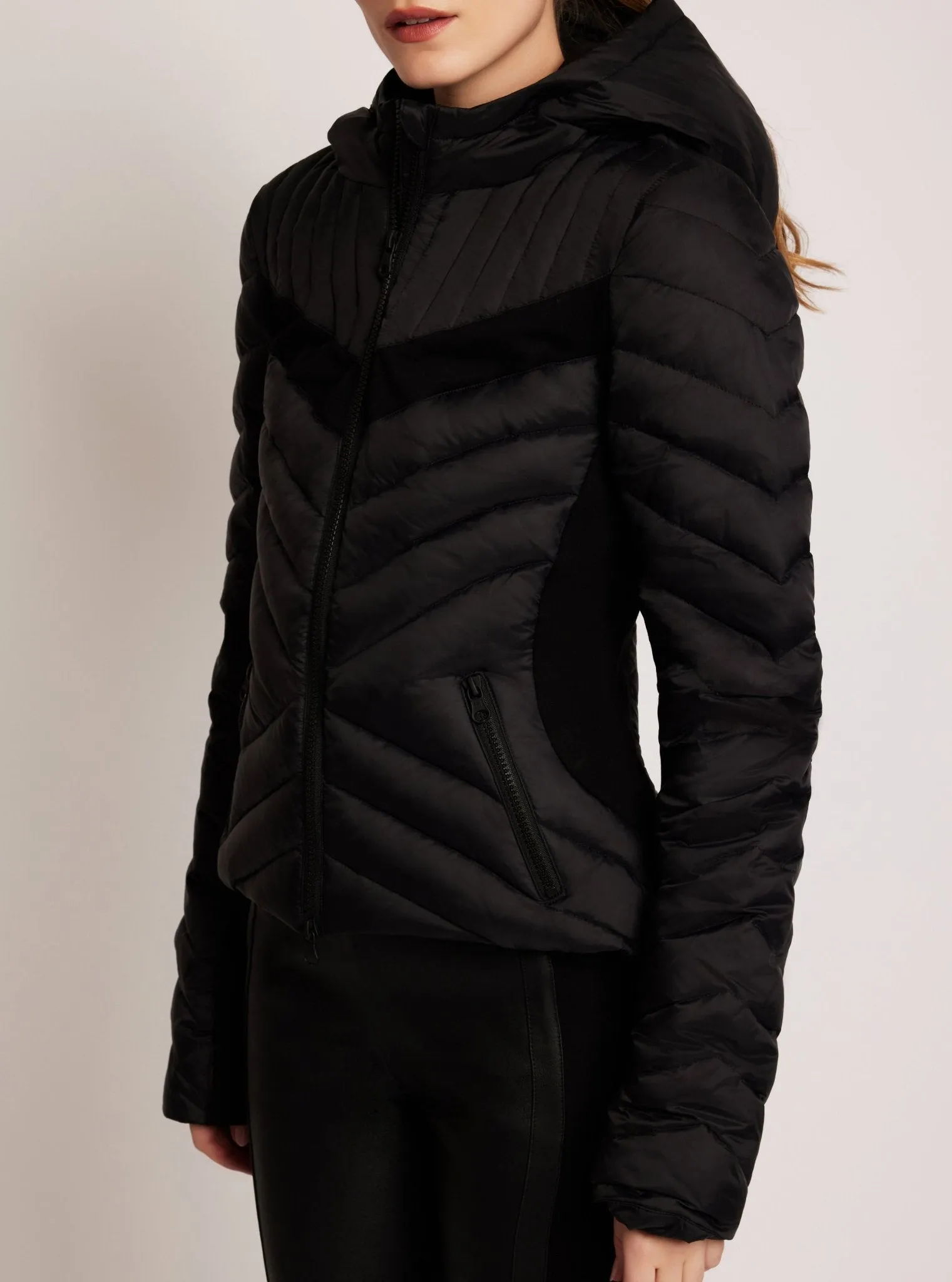 Chevron Stripe Down Filled Puffer Jacket