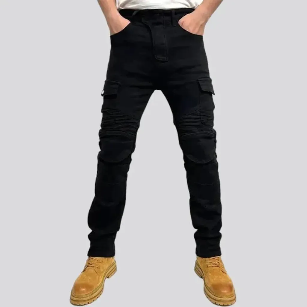 Color biker men's denim pants