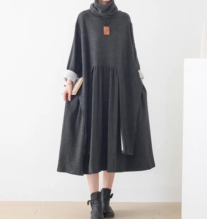 Cotton High Collar Autumn Women Dresses Casual Women DressesSSM97219