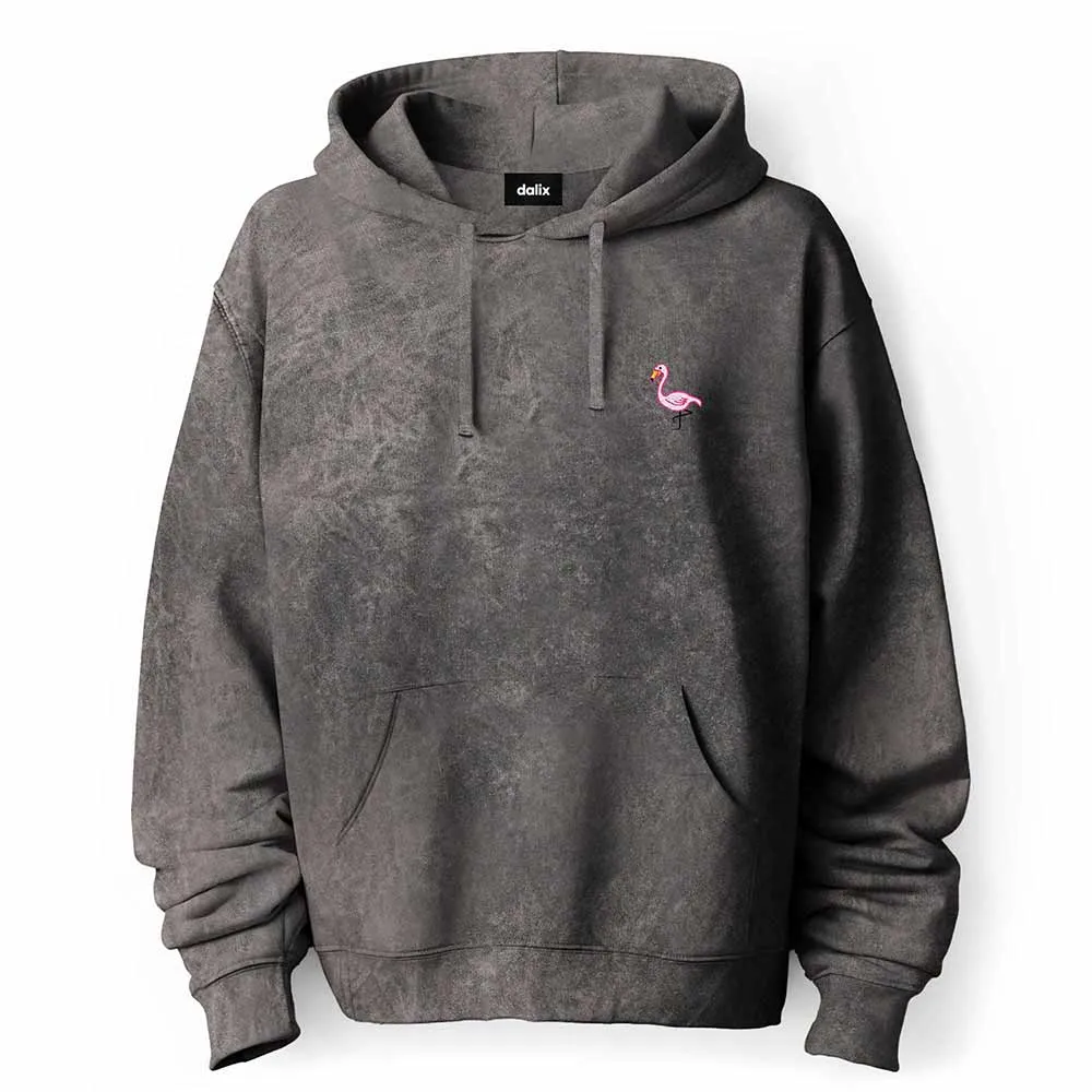 Dalix Flamingo Mineral Wash Hoodie