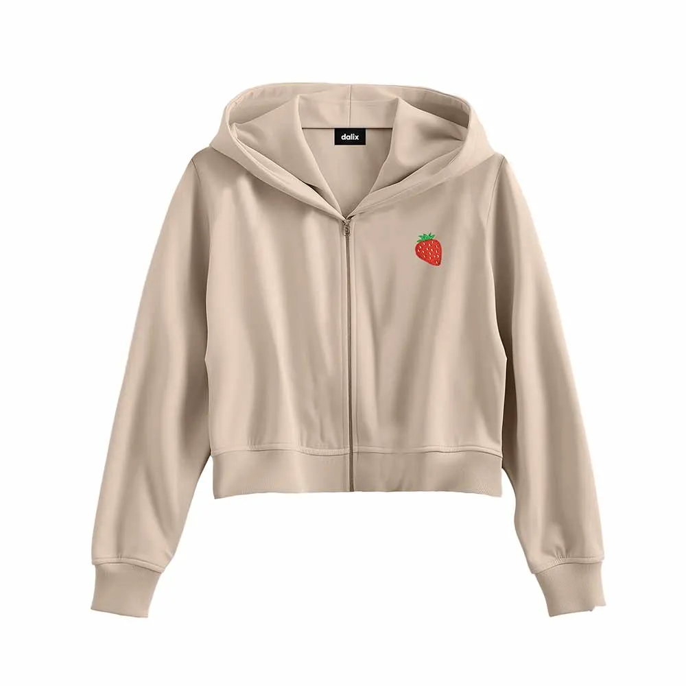 Dalix Strawberry Cropped Zip Hoodie